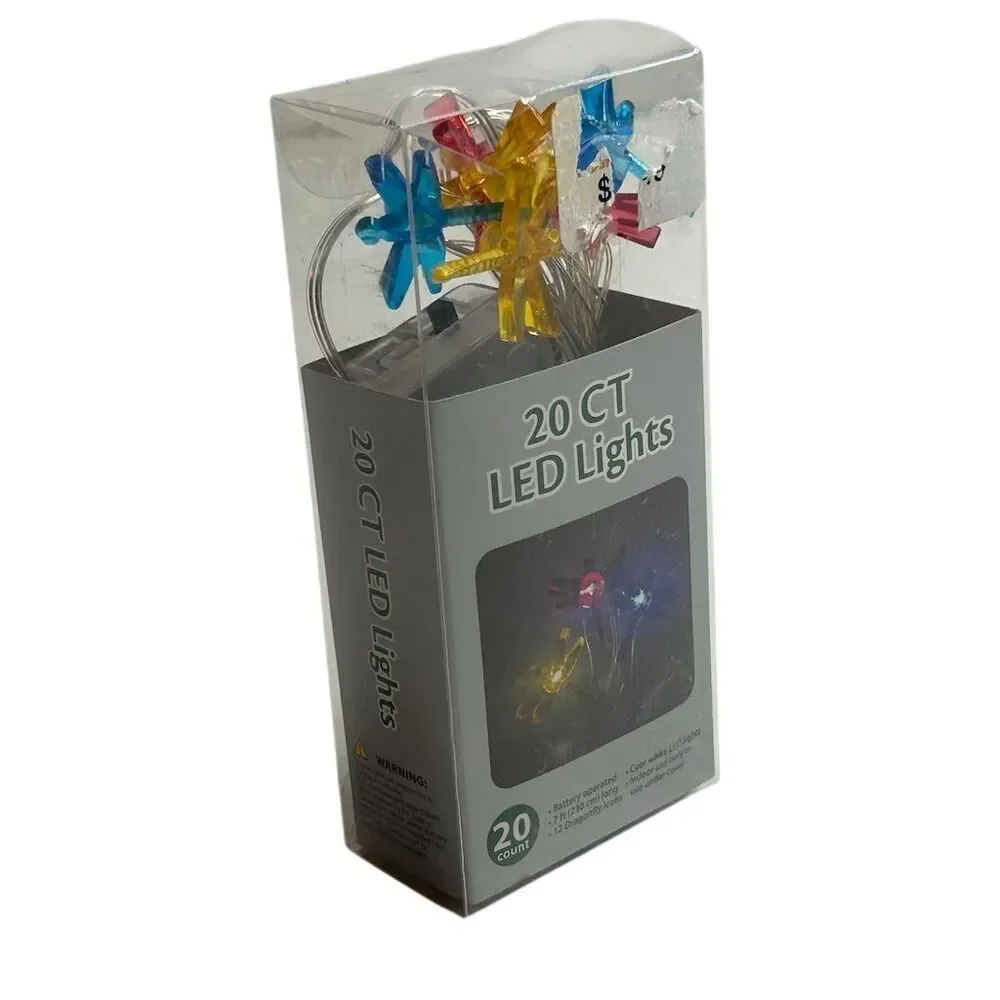 20 LED Dragonfly String Lights Multicolor Battery‎ Operated 7ft